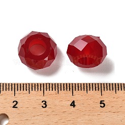 レジンヨーロピアンビーズ  大穴ビーズ  多面カット  ロンデル  暗赤色  13.5x8mm  穴：5.5mm&nbsp;RESI-B020-06L