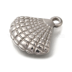 変色防止304ステンレススチールペンダント  シェルシェイプチャーム  ステンレス鋼色  16.5x16x2.5mm  穴：1.8mm&nbsp;STAS-M075-12P