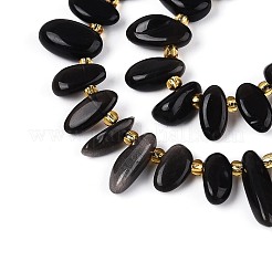 Натуральный серебристый блеск нитей обсидиана G-Z091-A38