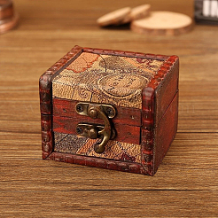 Quadratische Aufbewahrungsboxen für Schmucksets aus Holz im Retro-Stil mit Verschlüssen&nbsp;CON-CL0001-13B