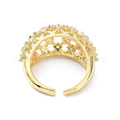 Стойка покрытие латунь микро паве кубический цирконий открытые манжеты кольца RJEW-C076-05G