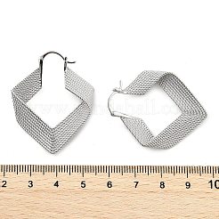 Серьги-кольца из латуни с текстурированными ромбами для женщин EJEW-U055-03A-P