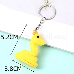 ヘビ PVC バッグ キーホルダー  漫画のバックパック吊り下げ装飾  きいろ  52x38mm&nbsp;PW-WGFF96A-03