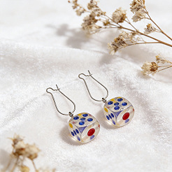 Boucles d'oreilles pendantes en fer et acrylique pour femmes&nbsp;WGC3ABB-01