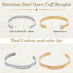 2 bracciale aperto in acciaio inossidabile di 2 colori&nbsp;BJEW-SC0001-67B