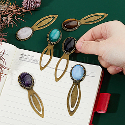 Овальная закладка из натурального розового кварца AJEW-DC00018