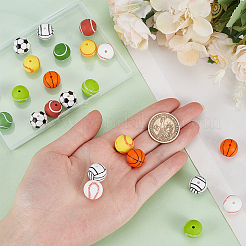 32шт 8 цвета все виды спортивных мячей силиконовые бусины SIL-SC0001-80