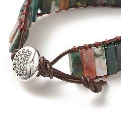 Bracelet en perles rectangle d'agate indienne naturelle&nbsp;BJEW-JB08198-02