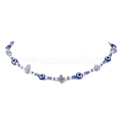 Натуральный авантюрин синего цвета (окрашенный и нагретый) ожерелья из бисера от сглаза и стеклянных бус NJEW-JN05294