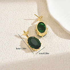 Серьги-гвоздики из латуни с кубическим цирконием овальной формы со звездой&nbsp;YW2106