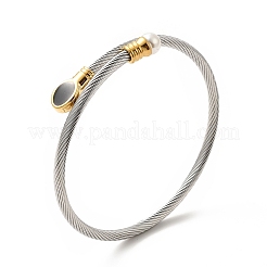 Bracciale rigido con cordino intrecciato in acciaio inossidabile 304&nbsp;BJEW-P283-18M