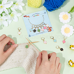 Маркеры петель с замком в виде клевера из легированной эмали HJEW-AB00082