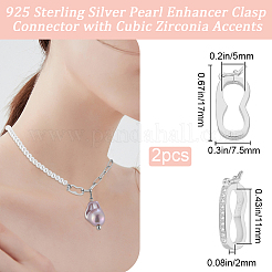 2 шт. 925 застежки-крутилки из стерлингового серебра с микропаве из прозрачных кубических цирконий&nbsp;STER-BBC0007-49P