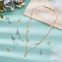 10 шт. подвески-цветы из латуни с паве из прозрачного кубического циркония в двухцветной стойке&nbsp;KK-BC0015-24