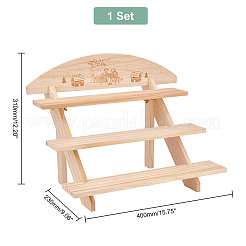 Kit de support de plante en bois de style escalier bricolage à 3 niveau&nbsp;ODIS-WH0043-11A