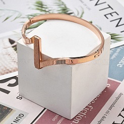 Ионное покрытие (ip) 304 нержавеющая сталь шарнирные браслеты для женщин&nbsp;BJEW-A011-20RG