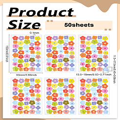 紙粘着ステッカー50枚  花  ミックスカラー  150x93x0.1mm  50枚/セット&nbsp;DIY-LP0006-20