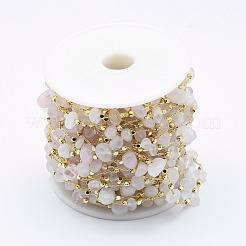 Ручная работа натуральный розовый кварц бисером цепи CHC-I026-D-03G