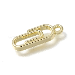真鍮チャーム  ペーパークリップチャーム  ライトゴールド  19x7x2mm  穴：1.7mm&nbsp;KK-CBAE379-04LG