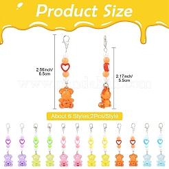 12 шт. 6 стильных подвесных украшений в виде медведя из акрила и эмали&nbsp;HJEW-YW00172