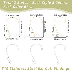 36 шт. 6 стиля фурнитуры для ушей из нержавеющей стали 316 STAS-SC0008-40