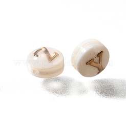 26 шт. 26 вида натуральных белых ракушечных бусин в форме диска с латунными пластинками BSHE-Z008-10