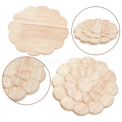 6 Stück Holz geschnitzte Blumen-Onlay-Applikation zum Basteln&nbsp;WOOD-WR0001-27