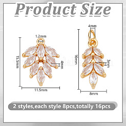 16 шт. 2 стиля латунные подвески с микропаве и кубическим цирконием&nbsp;KK-HY0004-25