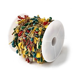 Латунная эмалевая каплевидная форма с прямоугольными звеньями цепи CHS-H112-23G-02