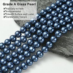 Fili di perle rotonde di perle di vetro tinto ecologico&nbsp;HY-A002-8mm-RB069