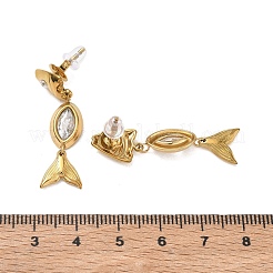 Pendientes colgantes de acero inoxidable 304 con circonitas cúbicas para mujer.&nbsp;SA-CBA0E8A-01G