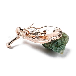 Улитка зеленая натуральная раковина ископаемая брошь булавка JEWB-A020-02G-02