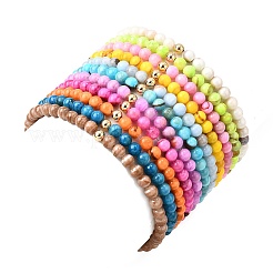 11шт. браслеты из натуральных круглых бусин персидского нефрита&nbsp;BJEW-JB12004