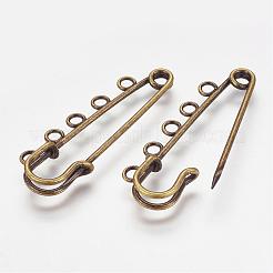 アイアン製キルトピン  ブローチパーツ  アンティークブロンズ  50x16mm  穴：3mm&nbsp;IFIN-E352-AB
