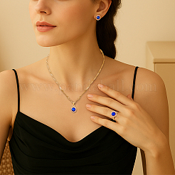 2 цветной круглый комплект из ожерелий с подвесками из железа SJEW-HY0001-04