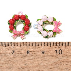 合金エナメルチャーム  リボンチャーム付きリース  ミックスカラー  19.5x16.5x6mm  穴：1.6mm&nbsp;AL-CBA90C6-05