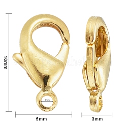 真鍮カニカン  オウムトリガークラスプ  カドミウムフリー＆ニッケルフリー＆鉛フリー  ゴールドカラー  10x5x3mm  穴：1mm&nbsp;KK-901-G-NF