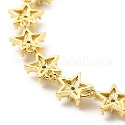 Bracciale a catena a maglie di stella con zirconi cubici trasparenti&nbsp;BJEW-A132-16G