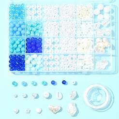 Наборы для изготовления браслетов из круглых бусин из акрила и АБС-пластика с имитацией жемчуга DIY-FS0007-41