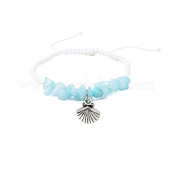 Браслет с подвеской в тибетском стиле из сплава на тему океана BJEW-JB09891