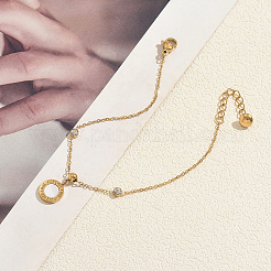 Bracelets pour femmes en acier inoxydable 304 avec breloques en cristal et strass&nbsp;PR6734