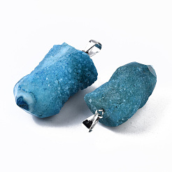 Грубая необработанная гальваника подвески из натурального друзы из агата&nbsp;G-S359-274