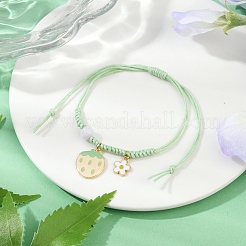5個 5スタイル 合金エナメルチャームブレスレット  女性用ワックスコットンコード編みビーズブレスレット  アクリルビーズで  ミックスカラー  内径：3/4~3-7/8インチ（2~9.7cm）&nbsp;BJEW-JB11696
