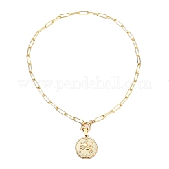 Плоские круглые ожерелья с подвесками в виде созвездий и знаков зодиака NJEW-JN03126