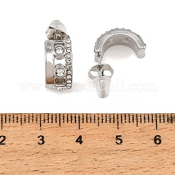 Orecchini a lobo da donna in acciaio inossidabile 304 con pavé di zirconi cubici.&nbsp;SA-CBAF36C-04B-P