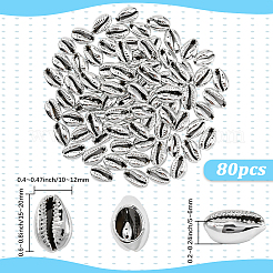 80 шт. гальванизированные натуральные бусины из ракушек каури&nbsp;BSHE-LT0001-06P