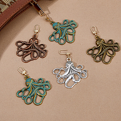 8 шт. 4 цвета тибетский стиль сплав осьминог подвеска украшения&nbsp;HJEW-DC00102
