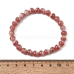 Natürliche argentinische Rhodonit-Rundperlen-Stretcharmbänder&nbsp;GG-CBAB07B-01