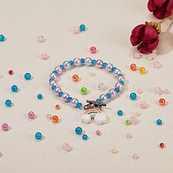 DIYジュエリー作成キット  ポリスチレンアクリルビーズを含む  クラックガラスビーズ  スプレーペイントクラックルガラスビーズ  パール調アクリルビーズ  タツノオトシゴ合金エナメルペンダント  ミックスカラー  ペンダント：約13~46x10~30x1.5~9mm  ビーズ：約4~14mm&nbsp;DIY-SZ0004-72