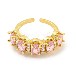 Овальное открытое кольцо-манжета из латуни с микро-паве из циркония для женщин&nbsp;RJEW-C082-15G